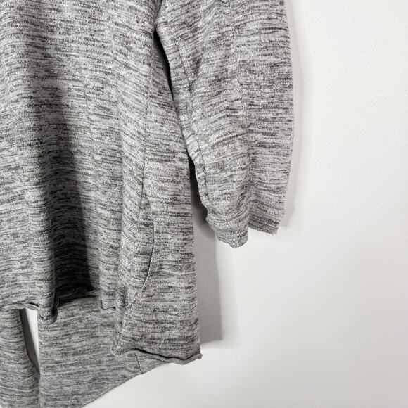 Athleta M Spacedye Gray Heather Drape Cardigan Sweater Open Front 3/4 Sleeve - Picture 6 of 10